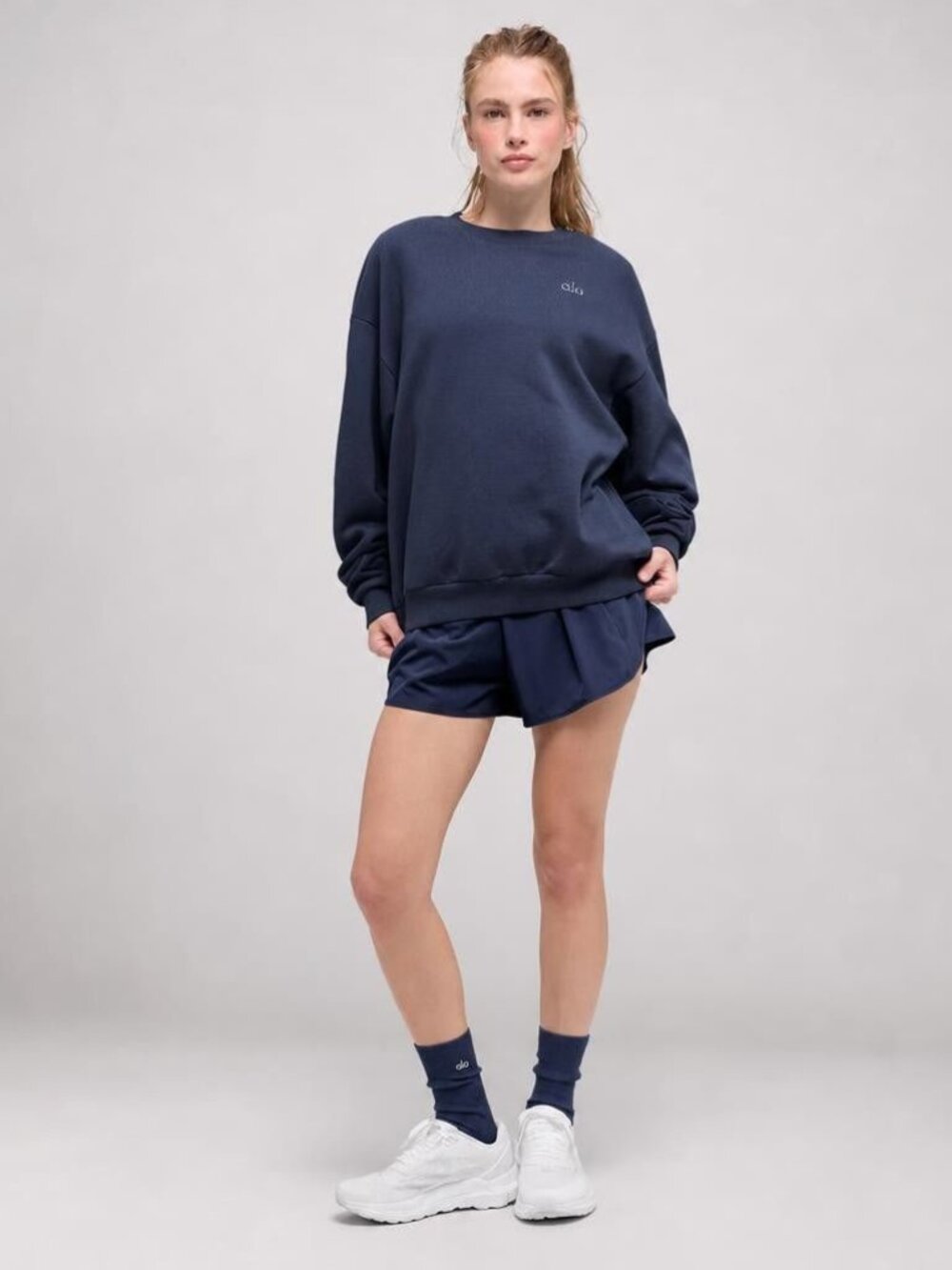 Alo Yoga Accolade Crew Neck Pullover Navy XS - Picture 3 of 3